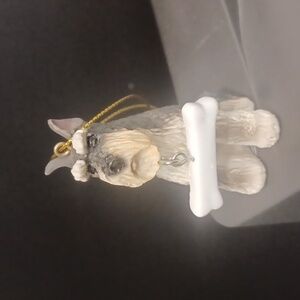 Schnauzer Dog Ornament with Dangling Bone Christmas Tree Decoration